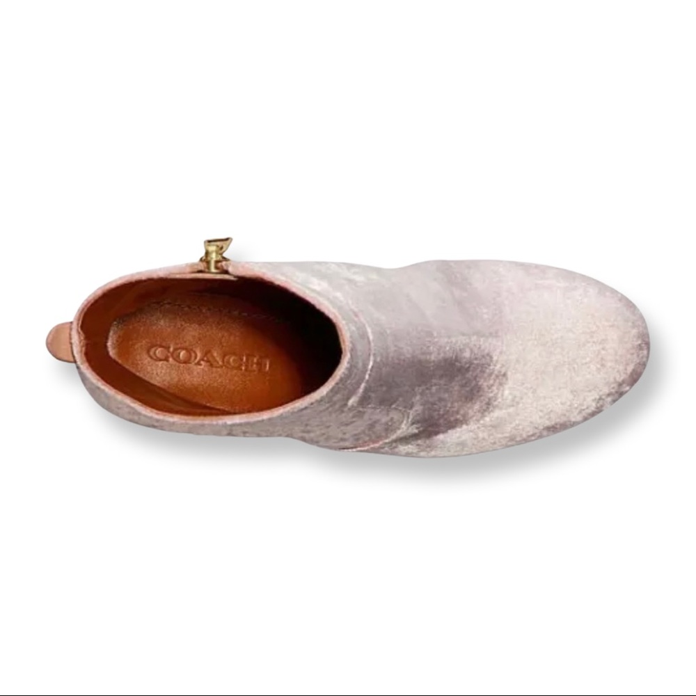 COACH Juliet Blush Pink Velvet Side Zip Booties - Size 5.5 - Picture 4 of 14